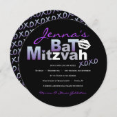 ラブ&キスパープルバルミツワー招待状 招待状 (正面/裏面)