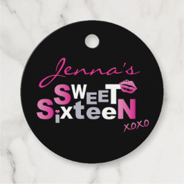 ラブ&キスホットピンクSweet sixteen招待状 フェイバータグ
