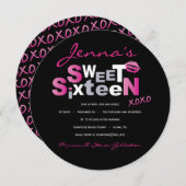 ラブ&キスホットピンクSweet sixteen招待状 招待状 (正面/裏面)