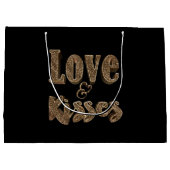 ラブ&キスロマンチックエレガント金ゴールドタイポグラフィ ラージペーパーバッグ (裏面)