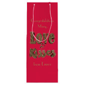 ラブ&キスロマンチックエレガント金ゴールドタイポグラフィ ワインギフトバッグ (裏面)