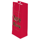 ラブ&キスロマンチックエレガント金ゴールドタイポグラフィ ワインギフトバッグ (裏面アングル)