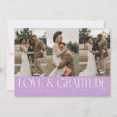 ラブ&グラティチュード フジ色 結婚式 マルチフォト サンキューカード (正面)