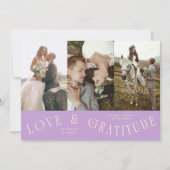 ラブ&グラティチュード フジ色 結婚式 マルチ 写真入り サンキューカード (正面)