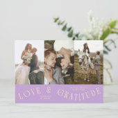 ラブ&グラティチュード フジ色 結婚式 マルチ 写真入り サンキューカード (スタンド正面)