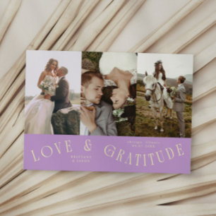 ラブ&グラティチュード フジ色 結婚式 マルチ 写真入り サンキューカード