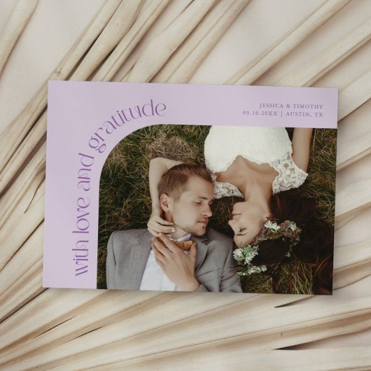 ラブ＆グラティチュード ライラック 結婚式 写真 サンキューカード