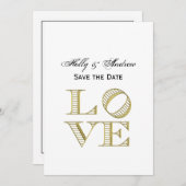 ラブ グラフィックテキスト - 偽のゴールド 招待状 (正面/裏面)