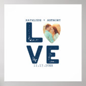 ラブ グラフィック ミニマリスト ハート型 フォト ウェディング ポスター (正面)
