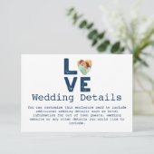 ラブ グラフィック ミニマリスト ハート フォト ウェディング エンクロージャーカード (スタンド正面)