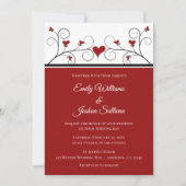 ラブ グロウズ | レッド ハーツ バレンタイン ウェディング 招待状 (正面)
