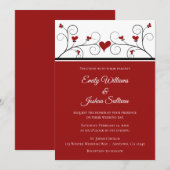 ラブ グロウズ | レッド ハーツ バレンタイン ウェディング 招待状 (正面/裏面)