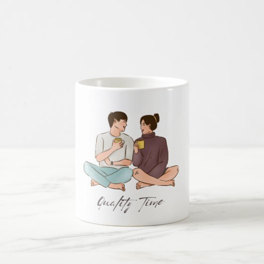 ラブ&コーヒー カップルマグカップ - クオリティタイムイラスト コーヒーマグカップ (中央)