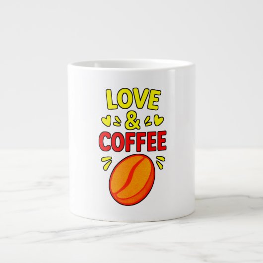 ラブ＆コーヒー – 笑顔になれるコーヒーマグ ジャンボコーヒーマグカップ (正面)