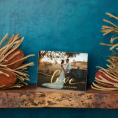 ラブ,ゴールド モダン カリグラフィー カントリー ウェディング フォト フォトプラーク (側面)