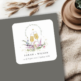 ラブ ゴールド ワイン グラス 花の結婚式 お祝い スクエアシール