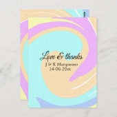 ラブ＆サンキュー カラフル マーブル ウェディング ネーム ポストカード (正面/裏面)