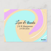 ラブ＆サンキュー カラフル マーブル ウェディング ネーム ポストカード (裏面)