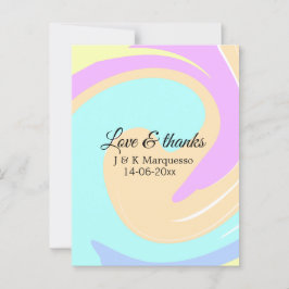 ラブ＆サンキュー カラフル マーブル ウェディング ネーム ポストカード