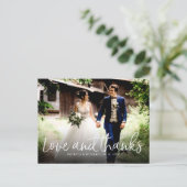 ラブ＆サンクス おしゃれな結婚式のお礼 写真 ポストカード (スタンド正面)