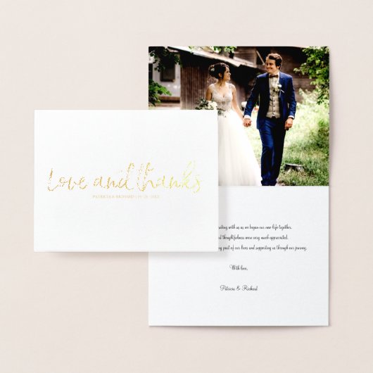ラブ＆サンクス おしゃれな結婚式の御礼写真 箔カード (ディスプレー)