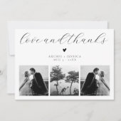 ラブ&サンクス エレガントな3枚の写真の結婚式のお礼 (正面)