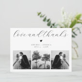 ラブ&サンクス エレガントな3枚の写真の結婚式のお礼 (スタンド正面)