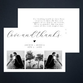 ラブ&サンクス エレガントな3枚の写真の結婚式のお礼