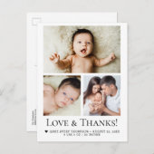ラブ＆サンクス ベイビー フォト 出生発表 ポストカード (正面/裏面)