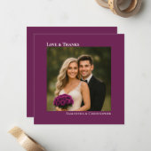 ラブ&サンクス マゼンタプラム 結婚式フォトギフト ノートカード (正面/裏面インサイチュ)
