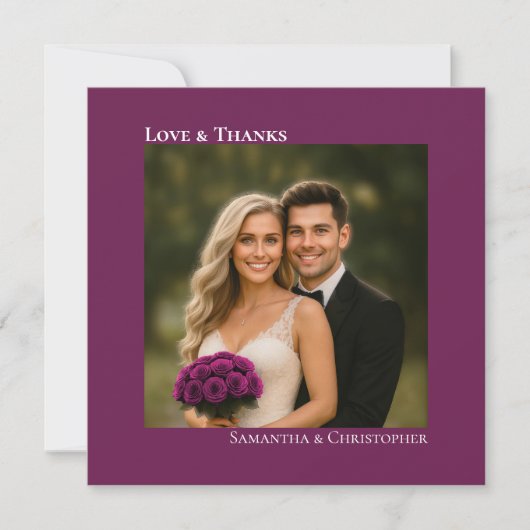 ラブ&サンクス マゼンタプラム 結婚式フォトギフト ノートカード (正面)
