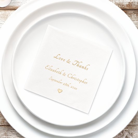 ラブ&サンクス モノグラム ウェディング デート パーティー コックテール 箔ナプキン