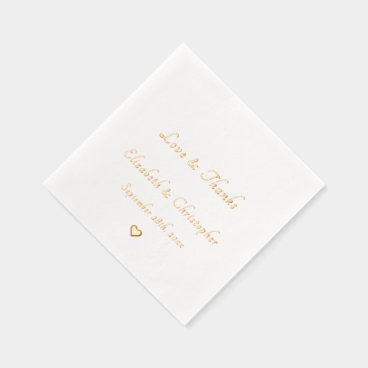 ラブ&サンクス モノグラム ウェディング デート パーティー コックテール 箔ナプキン (右)