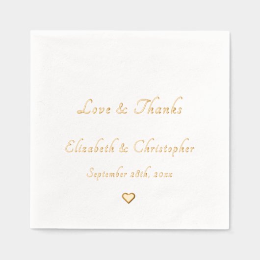 ラブ&サンクス モノグラム ウェディング デート パーティー コックテール 箔ナプキン (正面)