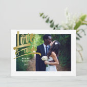 ラブ＆サンクス | 偽金箔 | 結婚式の写真 サンキューカード (スタンド正面)