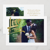 ラブ＆サンクス | 偽金箔 | 結婚式の写真 サンキューカード (正面/裏面)