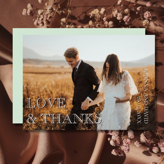 ラブ&サンクス 結婚写真 セージグリーン サンキューカード