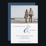 ラブ&ザビーチフォトビーチ結婚式  セーブザデート<br><div class="desc">ビーチエレガント写真の結婚式は、「愛とビーチ」のタイポグラフィデザインにデートカードを入れておくこと。カスタマイズ写真と詳細で</div>
