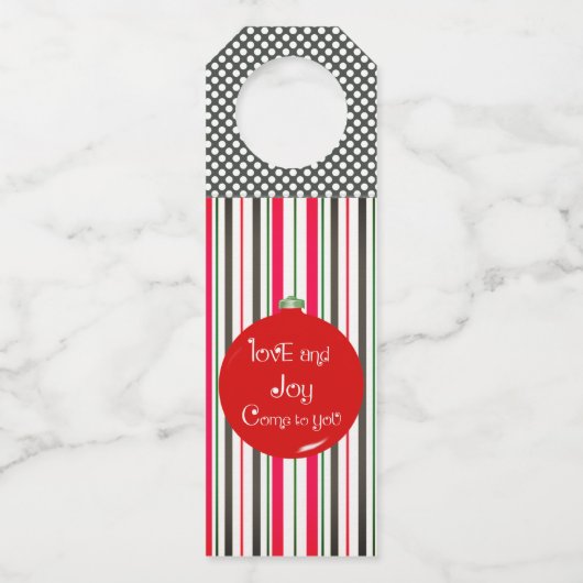 ラブ&ジョイがあなたにホリデー・フェイバー・パーティに ボトルネックタグ (正面)