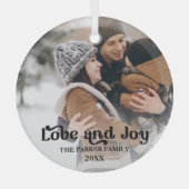 ラブ&ジョイファンシーオーバーレイ文字フォトグラスオーナメント ガラスオーナメント (正面)