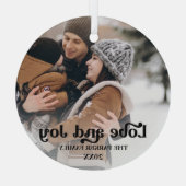 ラブ&ジョイファンシーオーバーレイ文字フォトグラスオーナメント ガラスオーナメント (裏面)