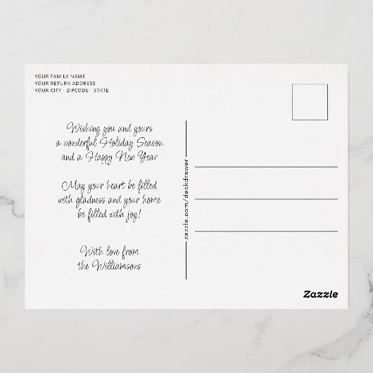 ラブ ジョイ チア シーズンズ グリーティングス ゴールド 箔シーズンポストカード (裏面)