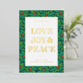 ラブ ジョイ & ピース | あなたの写真を追加 箔シーズンカード (立ち正面)