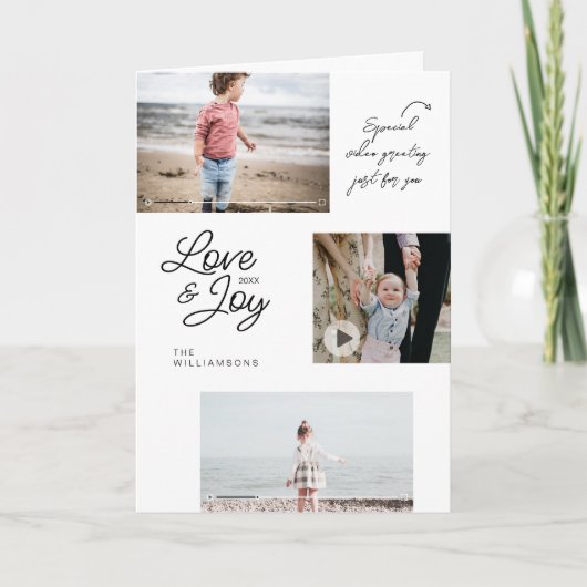 ラブ&ジョイ ファミリーフォト QRコード ビデオメッセージ シーズンカード (正面)