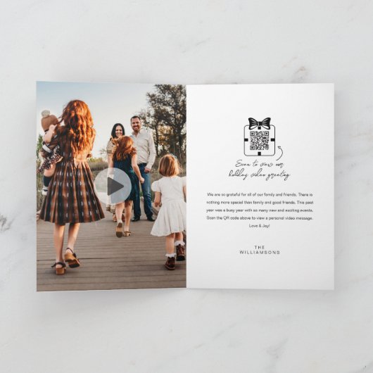 ラブ&ジョイ ファミリーフォト QR コード ビデオメッセージ シーズンカード (内部)