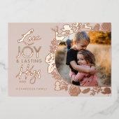 ラブ ジョイ & ラスティング ハグス ウッドランド アニマル アーチ フォト 箔シーズンカード (正面)