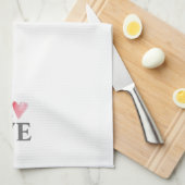 ラブ スイート ピンク ウォーターカラー ハート バレンタイン アート キッチンタオル (四つ折り)