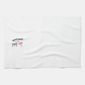 ラブ スイート ピンク ウォーターカラー ハート バレンタイン アート キッチンタオル (横)