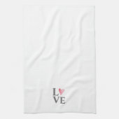 ラブ スイート ピンク ウォーターカラー ハート バレンタイン アート キッチンタオル (縦)