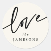 「ラブ」スクリプトフォント ラウンドシール (正面)